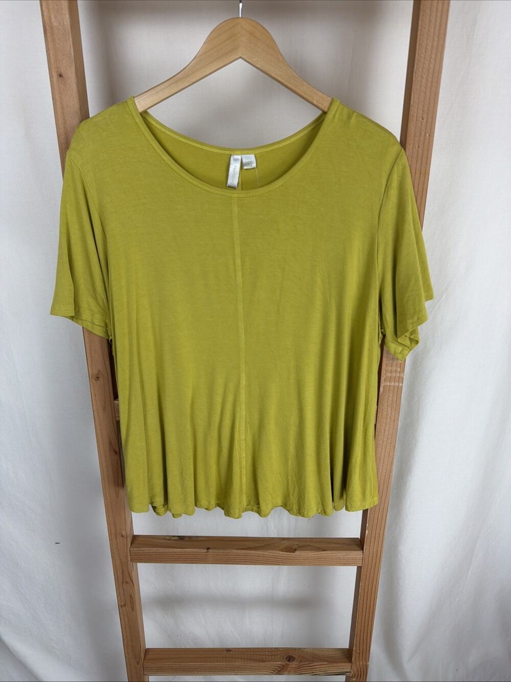 NWT Kleen Mustard / Yellow Short Sleeve Swing Top Viscose Blend Top #0830 2X